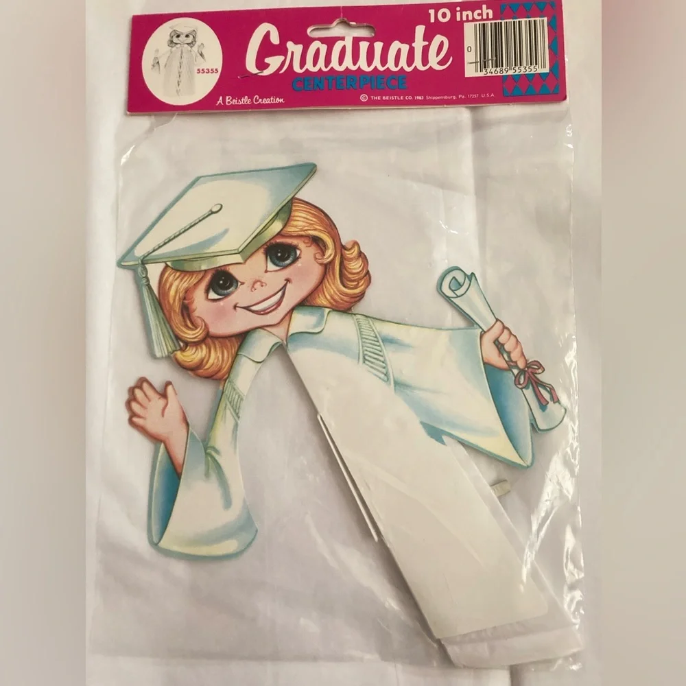 NWT VTG Beistle Co 1983 Honeycomb Graduation girl decoration 10”